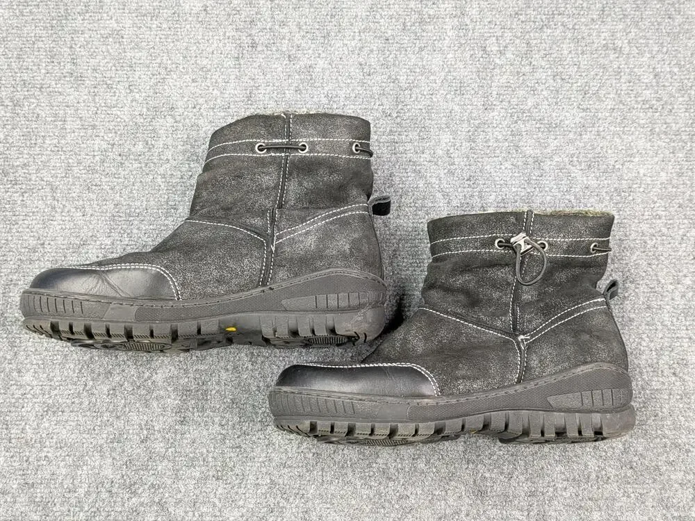 OTBT Boots Womens 8 Black Fanfare Leather Lined Snow Vibram Ice Spikes OC System